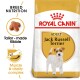 Royal Canin Jack Russell Terrier dog food bag with a small dog illustration, emphasizing breed nutrition and tailored kibble.