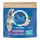 Pochette Purina ONE Bifensis bleue pour chat avec chat gris à poils longs, 'Stérilisé Sensible', recette au poisson, 1,5 kg