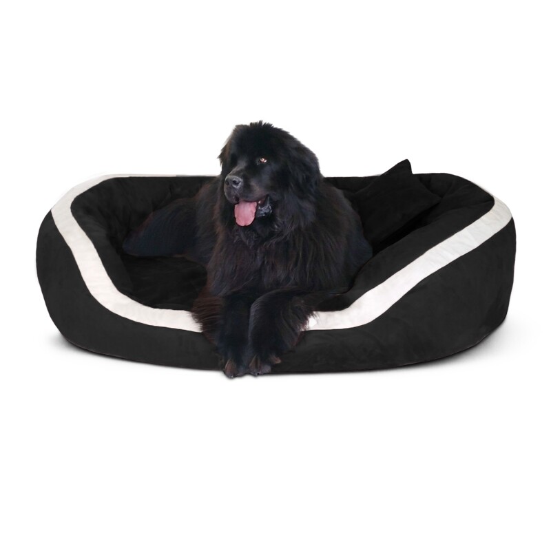 Tierlando ® PEPPER Orthopädisches Hundebett Hundesofa L XL XXL Velours MEGA DICK & WEICH schwarz 1,35 m, 30 cm, 1 m