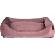 Weiches, rosa Haustierbett mit erhöhten Rändern und einem plüschigen Zentrum, entworfen für Komfort und Stil.