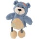 A plush blue bear toy with a beige belly, featuring a stitched design on its stomach and rope legs, ideal for pets.