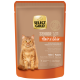 Select Gold Senior Hair & Skin Katzenfutterbeutel für Katzen ab 9 Jahren, Hühnerpastete, getreidefrei, ohne Zucker oder Soja, mit Katzenbild.