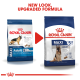 Image of two Royal Canin dog food bags side by side, showcasing a new design and upgraded formula. Text reads "NEW LOOK, UPGRADED FORMULA."
