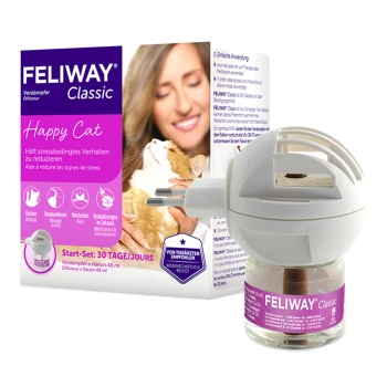 Classic Start-Set 48ml zur Beruhigung FELIWAY Classic Happy Cat Diffusor-Set zur Stressreduktion bei Katzen, enthält eine 48 ml Flasche und einen Stecker-Diffusor, mit Gebrauchsanweisung.