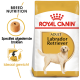 Royal Canin Labrador Retriever hondenvoerzak, met de tekst 'ADULT Labrador Retriever' en iconen voor rasvoeding en ideaal gewicht.