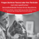 Schwarzweißfoto eines lächelnden Tierarztes mit Border Collie; rotes Banner mit der Aufschrift 'Fragen Sie Ihren Tierarzt oder Ihre Tierärztin'