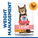 Hill's Science Plan Light cat food bag featuring a Bengal cat, labeled "WEIGHT MANAGEMENT" and "with CHICKEN."