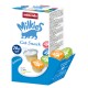 Packung animonda Milkies Katzensnacks mit einer Vielzahl von Geschmacksrichtungen in bunten Bechern, die mit Nährwertvorteilen gekennzeichnet sind.