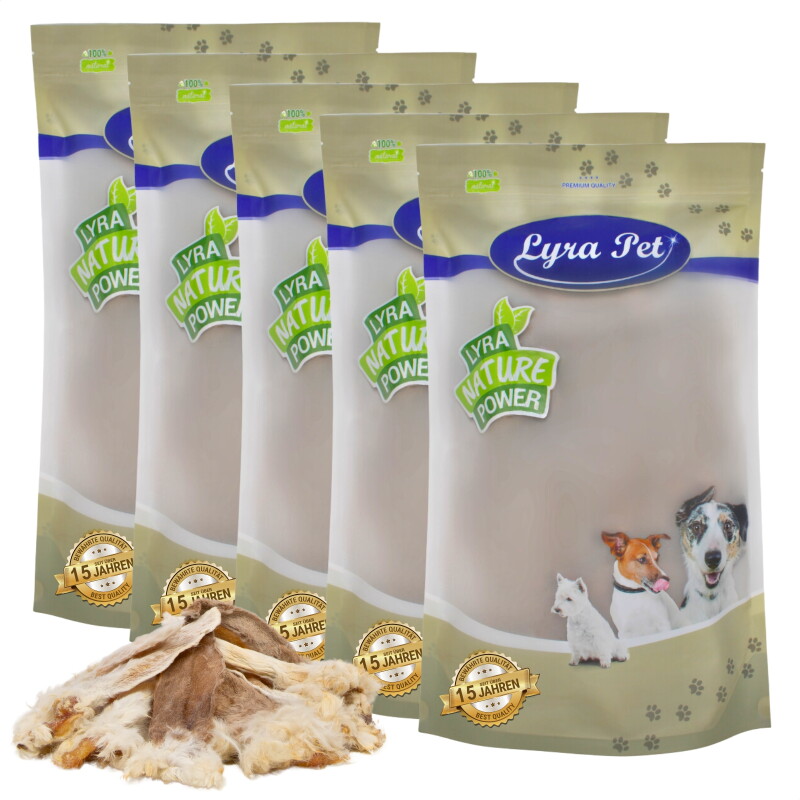 Lyra Pet Kaninchenohren mit Fell 5 kg