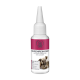 Bouteille de nettoyant pour oreilles "Take Care" pour animaux, étiquetée "Ohrenreiniger" avec des images d'un chien et d'un chat, mettant en avant un nettoyage doux et efficace.