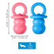 Rosa und blaue KONG Hundekauspielzeuge mit den Maßen 4,75" x 2,5", für kleine Hunde bis 9 kg (20 lb).