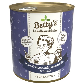 Betty’s Landhausküche Huhn & Fasan mit Borretschöl 6 x 800g für Katze