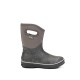 Graue, blumenmusterte Haustierstiefel mit einem weichen Obermaterial und einer weißen Sohle, mit einem Griff für einfaches Anziehen.