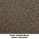 Nahaufnahme einer strukturierten Oberfläche in schokoladenbrauner Farbe, beschriftet mit "Farbe: Schoko-Braun" und "colour: chocolate."