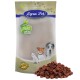 Lyra Pet Hundeleckerlis Verpackung mit einem beigen Beutel mit dem Text "Lyra Nature Power," und Bildern eines Hundes, einer Katze und eines Welpen.