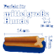 Hundesnack für mittelgroße Hunde, 14 cm lang und 1,5 cm dick, geeignet für Hunde von 10 bis 25 kg, auf blauem Hintergrund.