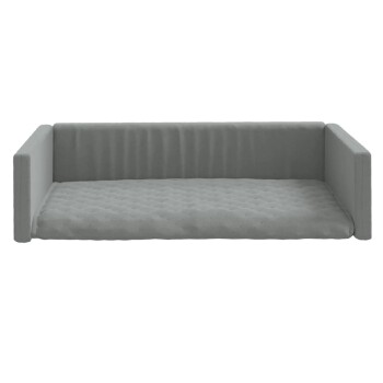 Graues Haustiersofa mit einem gesteppten Kissen und erhöhten Seiten, entworfen für Komfort und Stil.