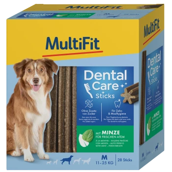 MultiFit Dental Care Sticks für Hunde, mittlere Größe, 28 Sticks pro Box. Enthält Minze für frischen Atem, ohne zugesetzten Zucker.