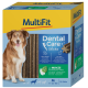 Bâtonnets de soins dentaires MultiFit pour chiens, taille moyenne, 28 bâtonnets par boîte. Contient de la menthe pour une haleine fraîche, sans sucres ajoutés.