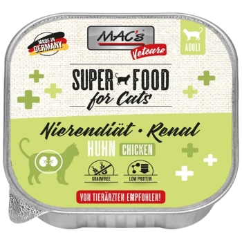 MAC's Vetcare Super Food für Katzen, Nierendiät, Hühnergeschmack, getreidefrei, niedriges Protein, empfohlen von Tierärzten.
