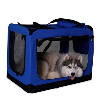 Hundetransportbox - faltbar - blau XL