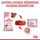 Torba z jedzeniem dla kociąt Royal Canin "Mother & Babycat", czerwona miska i puszka z mokrą karmą, promująca sensoryczne doświadczenia dla kociąt.