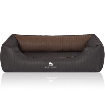 Orthopädisches Hundebett Rough Road aus laser-gestepptem marmoriertem Kunstleder schwarz/ braun XL