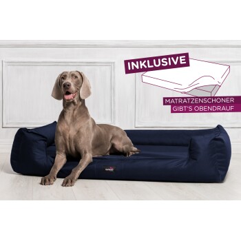 ® GOOFY - Orthopädisches Hundebett aus Polyester inkl. Matratzenschoner dunkelblau 1,3 m, 25 cm, 1 m