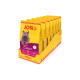 JOSI CAT sterilisierten Katzenfutterbeutel mit einer grauen Katze, beschriftet "Classic" und "Adult 650g," auf einem hellgelben Hintergrund.