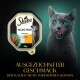 Sheba Selection Katzenfutter in Sauce mit Rind und Pute, 85g Packung, mit dem Text "Ausgezeichneter Geschmack, dem Katzen nicht widerstehen können."