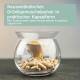Neuseeländisches Grünlippmuschelpulver in einer Glasschüssel mit Kapseln, mit Text in Deutsch und Englisch.