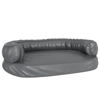 Hundebett Ergonomisch Kunstleder grau L