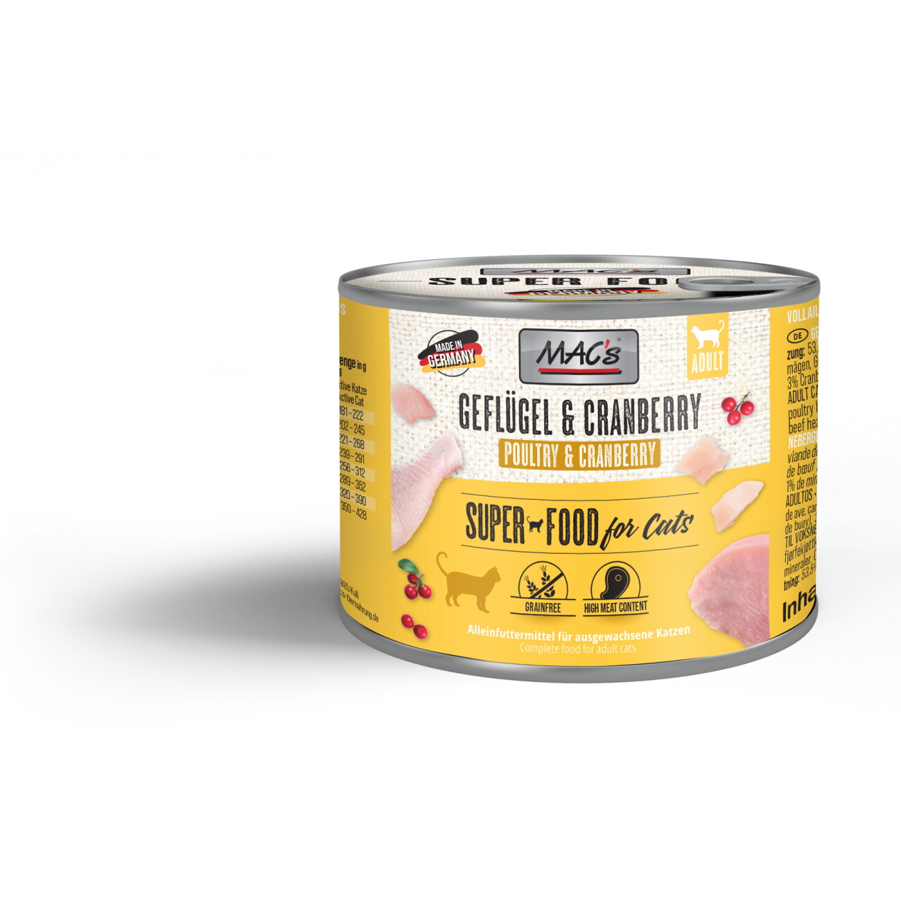 MAC's Nassfutter Katze Adult Geflügel und Cranberry 6x200 g