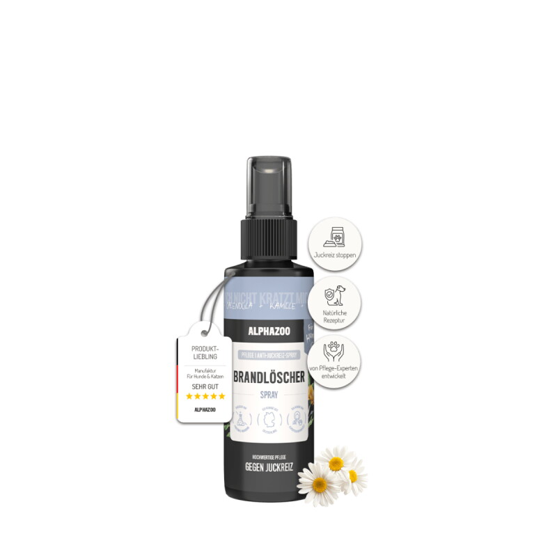 ALPHAZOO Brandlöscher Anti Juckreiz Spray für Hunde I Sanfte Beruhigung