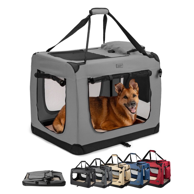 Lionto Hundetransportbox - Faltbar - Grau Xl