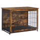Holz-Haustierkäfig mit einem schwarzen Metallrahmen, mit einem geräumigen Innenraum und zwei abschließbaren Türen.