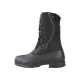 Schwarzer wasserdichter Winterstiefel mit Schnürung und gepolstertem Kragen, entworfen für kalte Wetterbedingungen.