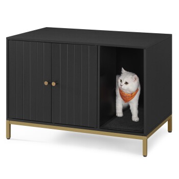 Katzenklo-Schrank Katzenhaus mit Kratzmatte schwarz
