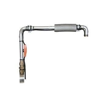 Metallrohrbaugruppe mit einem gebogenen Abschnitt, Isolierung und einem Ventil, entworfen für haustierbezogene Ausrüstung.