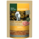 Gefriergetrockneter Hähnchenbrustsnack für Haustiere, mit einem weißen Wolf auf der Verpackung, beschriftet mit "Reines Hähnchen" und "100%".