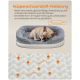 Ein schlafender Französischer Bulldogge auf einem plüschigen Hundebett mit einem weichen, gewellten Schaumdesign. Der Text hebt die Vorteile der Schaumstoffpolsterung hervor.
