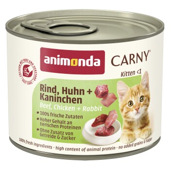 Meilleurs prix pour animonda Carny nourriture humide pour chatons Bœuf, poulet et lapin 24x200 g