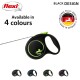 Black flexi retractable dog leash with green accents, available in 4 colors, featuring the text "Original flexi Quality Made in Germany."
