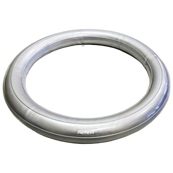 Aufblasbarer Haustier-Übungsring von FitPAWS, mit einer glatten, glänzenden silbernen Oberfläche und einem kreisförmigen Design.