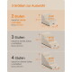 Grafik von Haustiertreppen: drei Größen beschriftet mit „2 Stufen“, „3 Stufen“, „4 Stufen“, mit Maßen und „25 kg“ Tragfähigkeit; Kopfzeile: „3 Größen zur Auswahl“.