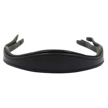 Schwarzes Lederhaustierhalsband mit glatter Oberfläche und verstellbaren Riemen, das ein schlankes und stilvolles Design zeigt.