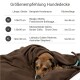 Braune Hundedecke von Doctor Bark, waschbar bis 95°C, Lufttrocknung empfohlen, mit Textanweisungen für die Maschinenwäsche.
