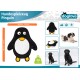 Hundespielzeug in Form eines Pinguins, 30,5 cm (12 Zoll) groß und 200 g schwer, mit Bildern von Hunden, die damit spielen.