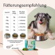 Die Verpackung des Relax Pulvers für Haustiere enthält natürliche Zutaten für ruhige Hunde und hebt "Kraft der Natur", "Frei von Zusatzstoffen" und "Für jedes Alter" hervor.