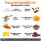 Natural Ingredients in pet treats including probiotics, Epicor, inulin, pumpkin, papaya, flaxseed, pineapple, and plum powders with amounts per 2 treats.